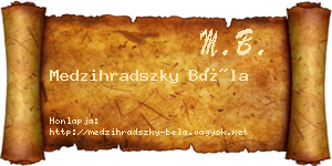 Medzihradszky Béla névjegykártya